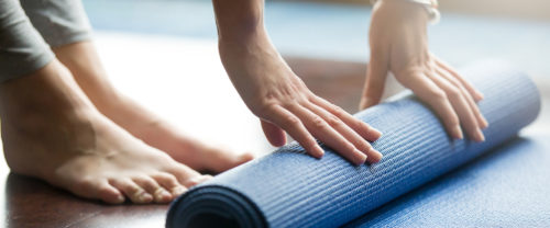 meditating in yoga class