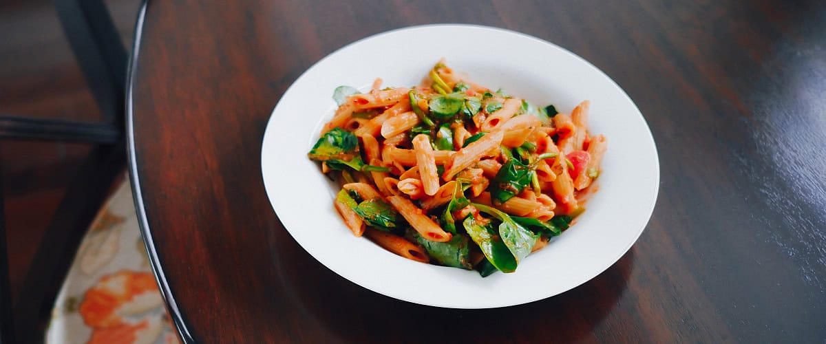 pasta penne with spinach