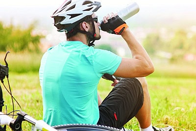 bicyclist drinking water